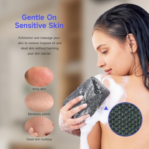 AWIL Extra Long Exfoliating Shower Towel - 47-Inch Dual-Sided Body Scrubber