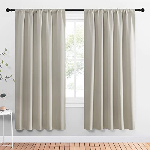 NICETOWN Blackout Curtains - 52" x 72" Thermal Insulated Panels, Natural