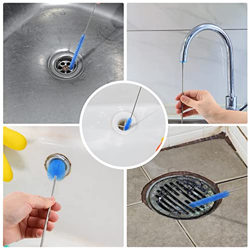 KITOSUN 10-Piece Stainless Steel Straw Cleaner Brush Set - Blue Nylon Bristles