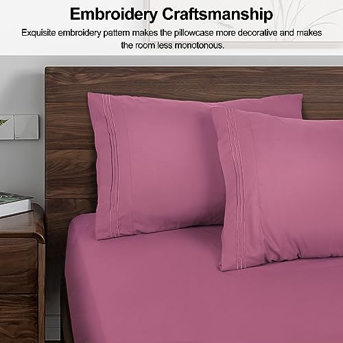 Lirex Standard Pillow Cases, Set of 2 Ultra-Soft Microfiber - Mauve Pink
