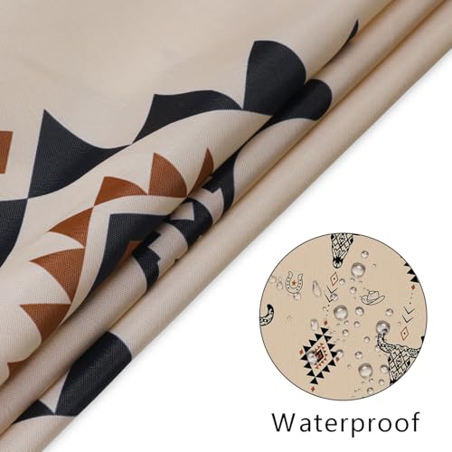 Western Aztec Shower Curtain - Vintage Bull Skull & Cowboy Hat, 72x72
