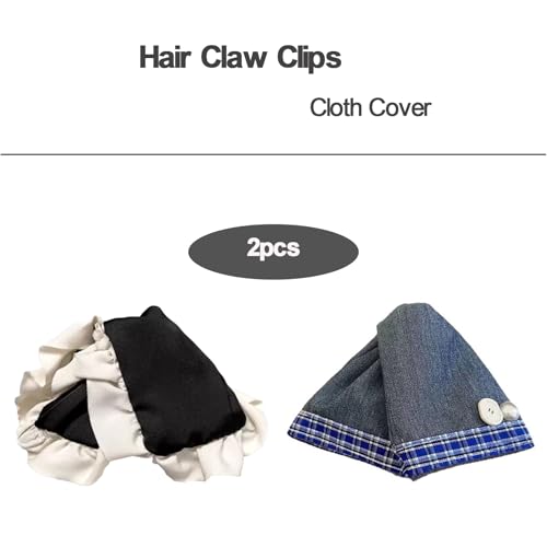 iRIIRIO 2pcs Cloth Covered Large Hair Claw Clips with Bow and Ruffled Edge