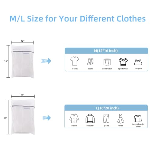 Durable Mesh Laundry Bags with Zipper - 4 Multi-Size Organizers