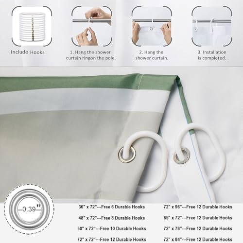 Mid Century Boho Shower Curtain, Green White Black, 72" x 72"