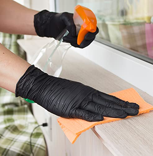 Safeguard Black Nitrile Disposable Gloves, Extra Large, Powder Free (100 Pc)