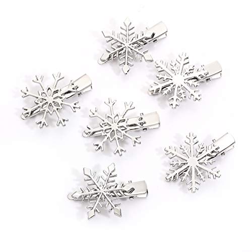 NVENF 6PCS Christmas Snowflake Hair Clips Rhinestone Holiday Hairpins