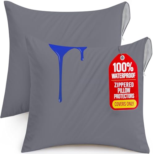 Utopia Bedding Set of 2 Gray Pillow Protectors 26x26 Inches