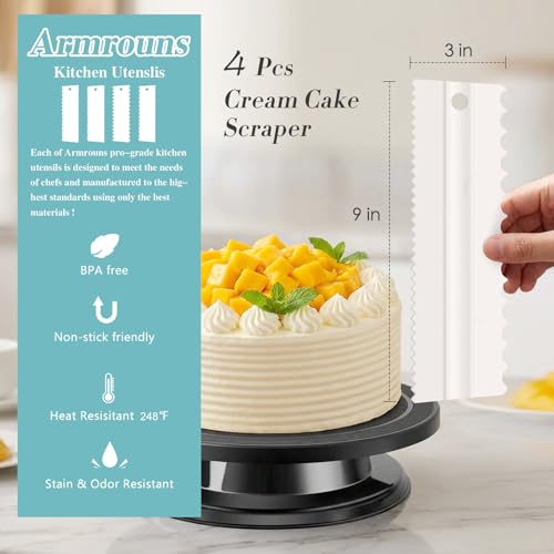 4-Piece Plastic Cake Scraper Set for Smooth Icing & Decoration
