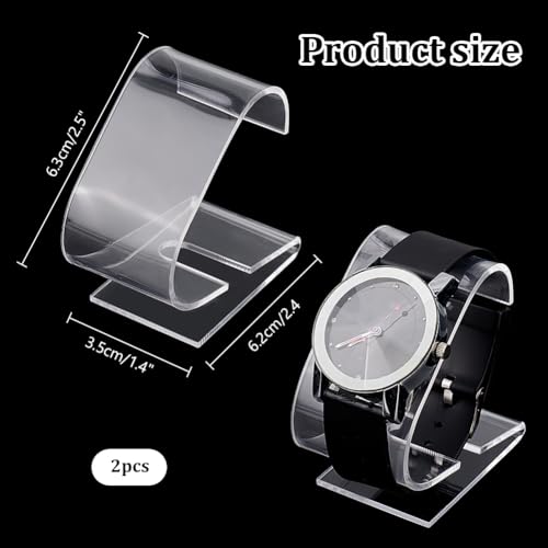 2pcs Clear Acrylic Watch Display Stand for Women - Watch Holder & Organizer
