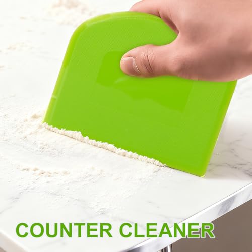 Dough Scraper Set - Flexible Plastic Bowl & Pizza Cutter Tools