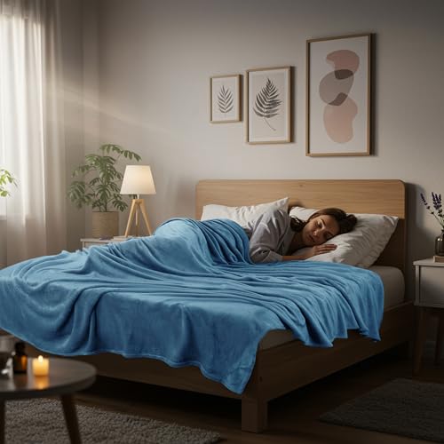 Utopia Bedding King Size Fleece Blanket - Washed Blue (90x102 Inch)