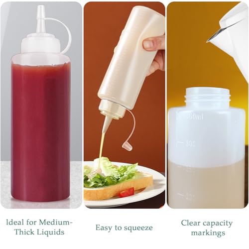 YOLCAR 3-Pack 12oz Squeeze Bottles - Food-Grade Plastic for Sauces & Condiments