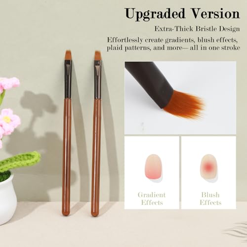 Xyembu 2PCS Ombre Nail Brush Set for Gradient Art and Fine Details