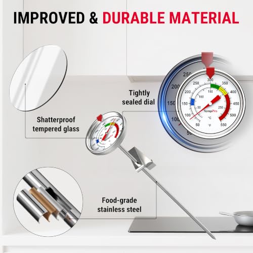 TempPro 9" Mechanical Candy & Deep Fryer Thermometer with Pot Clip
