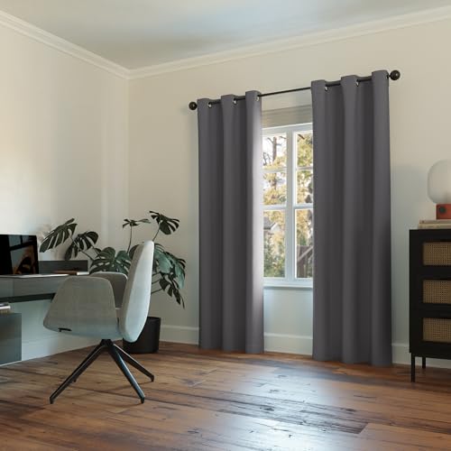Sun Zero Easton Energy Saving Blackout Grommet Curtain Panel, 40" x 54", Charcoal