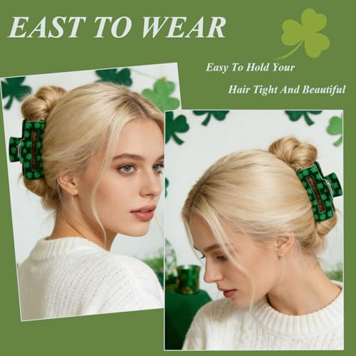 St. Patrick's Day Green Clover Hair Claw Clip Shamrock Hair Accessory