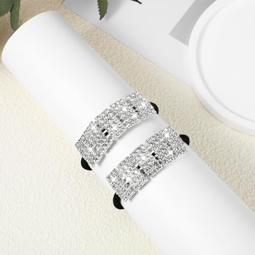 Bremorou 2 Pcs Sparkly Rhinestone Ponytail Holders Silver Crystal Scrunchies
