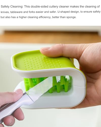 YQBOOM Green Knife Cleaning Brush - Double-Sided Utensil Cleaner