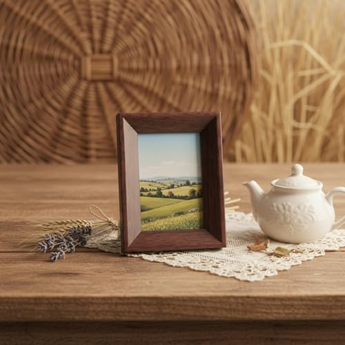 Eldraqth 2x3 Picture Frame, Rustic Walnut Wood Mini Photo Frame for Tabletop