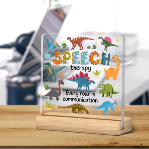 Funny Speech Therapy Gifts Dinosaur Acrylic Desk Sign - Speech Therapy Gift - Variation 05