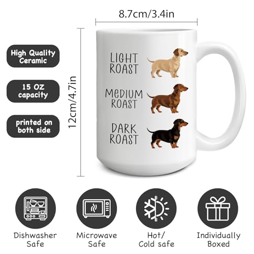 Dachshund Coffee Mug 15oz - Funny Dog Lover Gift for Dog Mom Dad