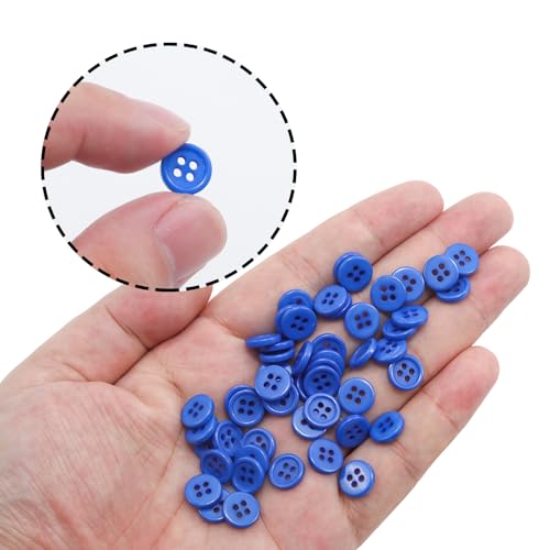 Lilaly Royal Blue Resin Buttons 10mm 4-Hole Round Sewing Craft Buttons 50 Pack