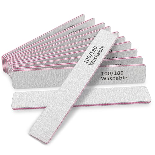HeeYaa 12-Piece Professional 100/180 Grit Washable Nail Files and Emery Boards