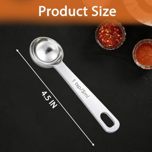 GIYAWA 5-Piece Stainless Steel Measuring Spoon Set, 1tsp (5ml) Capacity