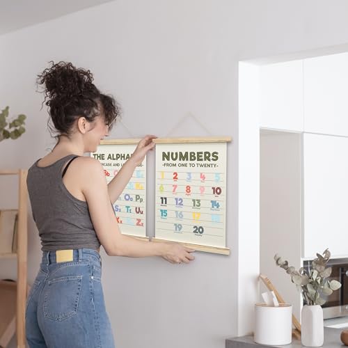 Alphabet Chart and Number Poster with Hanger Frame Set of 2