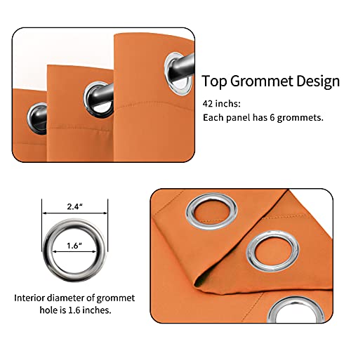 Easy-Going Thermal Blackout Curtains - 2 Panels 42x63 in, Orange