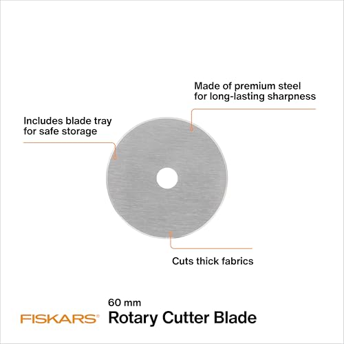 Fiskars 60mm Titanium Rotary Cutter Blades - 2-Pack for Fabric Cutting