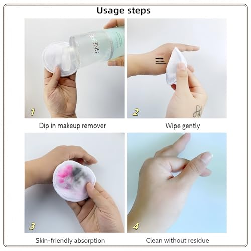 TIKIYOUN Reusable Makeup Remover Pads - 7 Pcs Bamboo Cotton Rounds