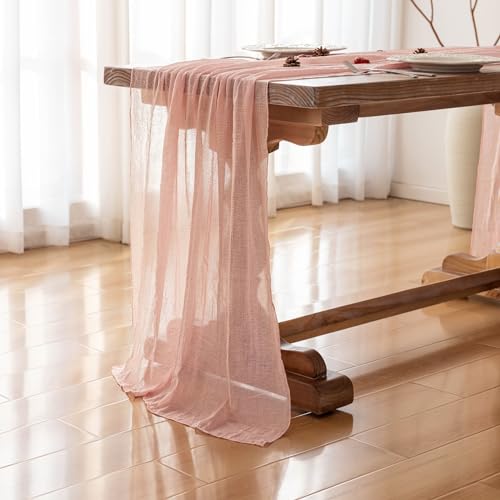 Pink Cheesecloth Table Runner 35x120 Inches for Fall Party & Home Decor - Blush Pink