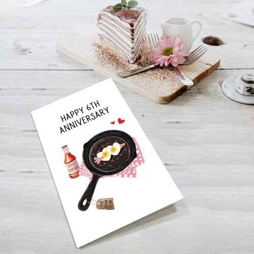 Funny 6 Year Iron Anniversary Card for Husband or Wife, Blank Inside