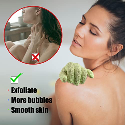 CREHODEC Exfoliating Shower Gloves - White Body Scrub Mitts (2 Pack)