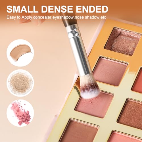 Dual-Ended Foundation & Concealer Brush - 2-in-1 Flat Kabuki Makeup Brush