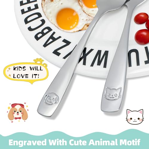 LOCONHA 14-Piece Stainless Steel Toddler Utensils Set - Kids Silverware
