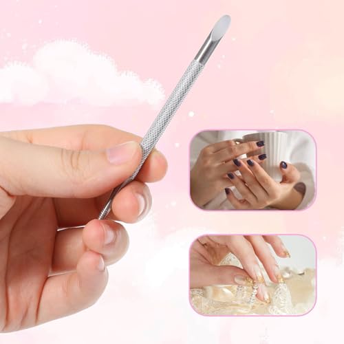 Xelsluthe Stainless Steel Cuticle Pusher and Nail Cleaner Tool 2 Pcs