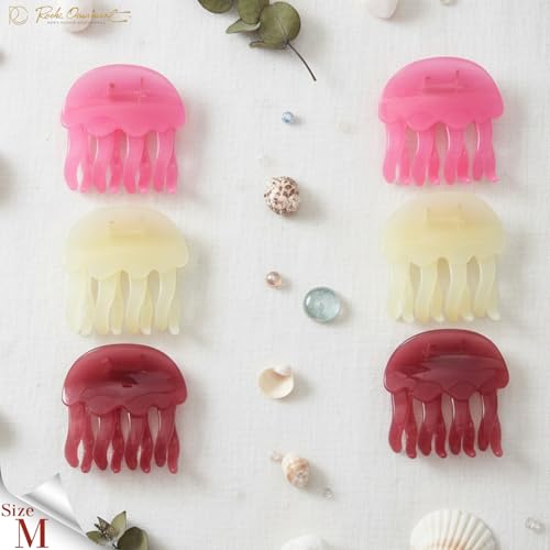RC Roche Small Hair Claw Clips 6-Pack - No Slip Mini Jaw Clips for Thin Hair