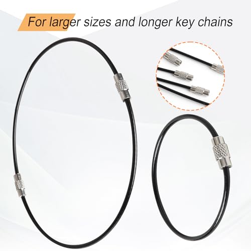 100 Pieces Cable Key Rings Wire Keychain Cable 6 in 2 mm Stainless Steel Wire Key Chain Metal Wire Keychain for Keys, Tags,Transport,Office, Warehouse