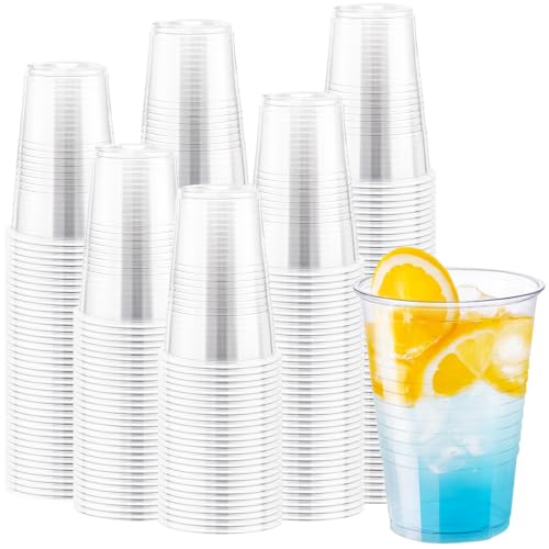 Lamosi 16 oz Disposable Clear Plastic Cups - 1000 Pack, Crack-Resistant & Heat Resistant