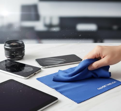 Gadgetime USA Reusable Microfiber Cloth - Soft Blue Wipes for Glasses & Screens