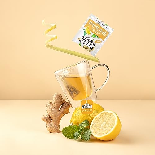 Ahmad Tea Immune Herbal Tea, Lemon, Ginger & Turmeric, 40 Teabags (2-Pack)