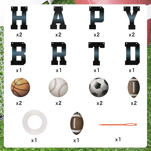 Sports Happy Birthday Banner for Kids - Basketball, Football & More
