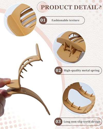 HOKEMP 6 Pack Flat Hair Claw Clips for Women - No-Slip Square French Clips