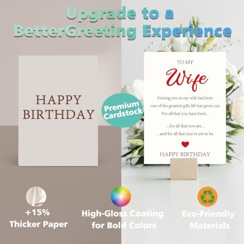 Romantic Birthday Card for Wife with Envelope | Heartfelt Wishes