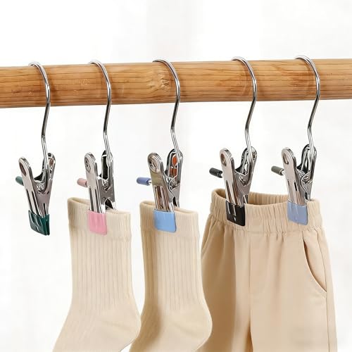 12PCS Multi-Purpose Clips for Hangers - Black, Blue, Green, Pink