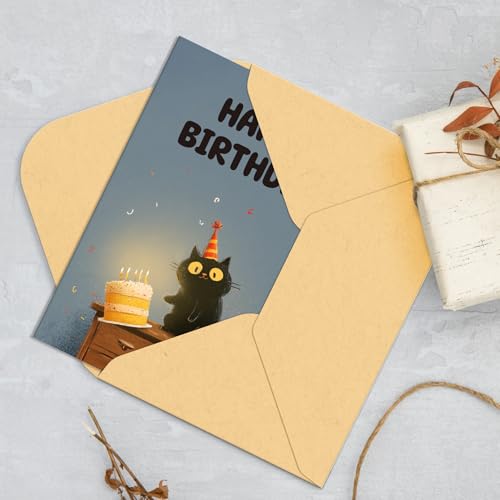 Funny Gray Cat Birthday Card for Cat Lovers - 5x7 Greeting Card with Envelope