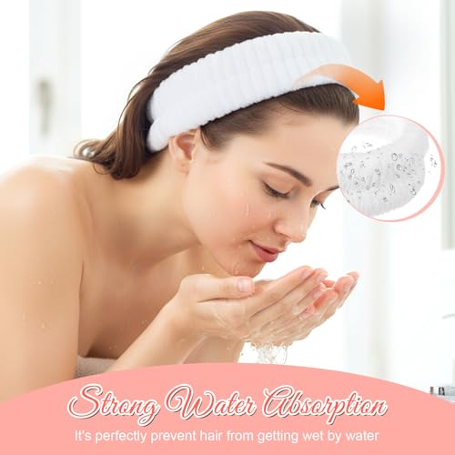 2-Piece Soft Microfiber Spa & Makeup Headband Set - Absorbent Elastic Face Washing Hair Band
