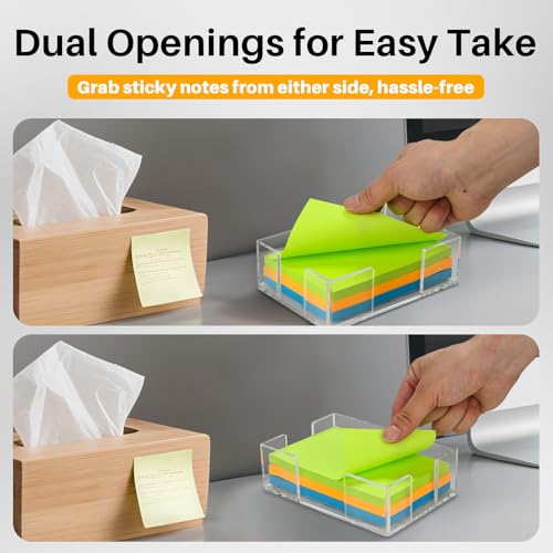 Clear Acrylic Rectangular Sticky Note Holder for 4x6 Inch Pads